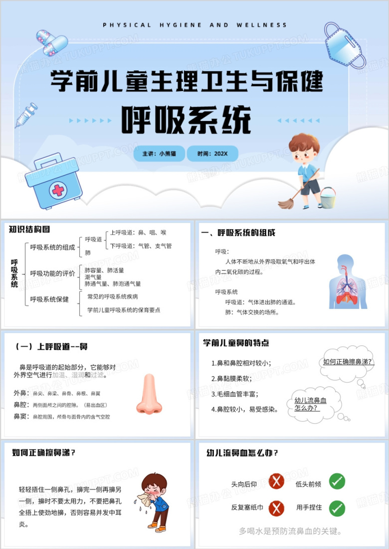 学前儿童生理卫生与保健呼吸系统PPT模板