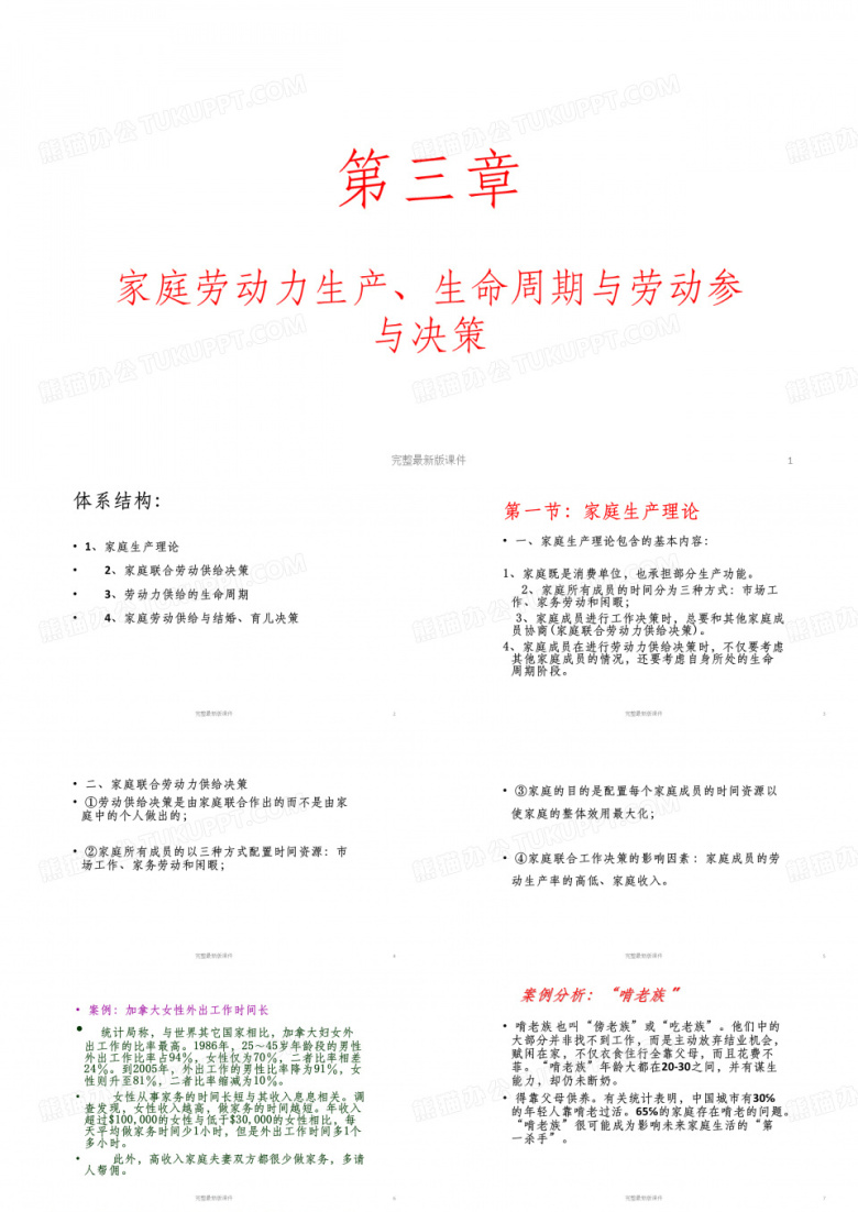 家庭生产与生命周期的劳动参与决策ppt课件