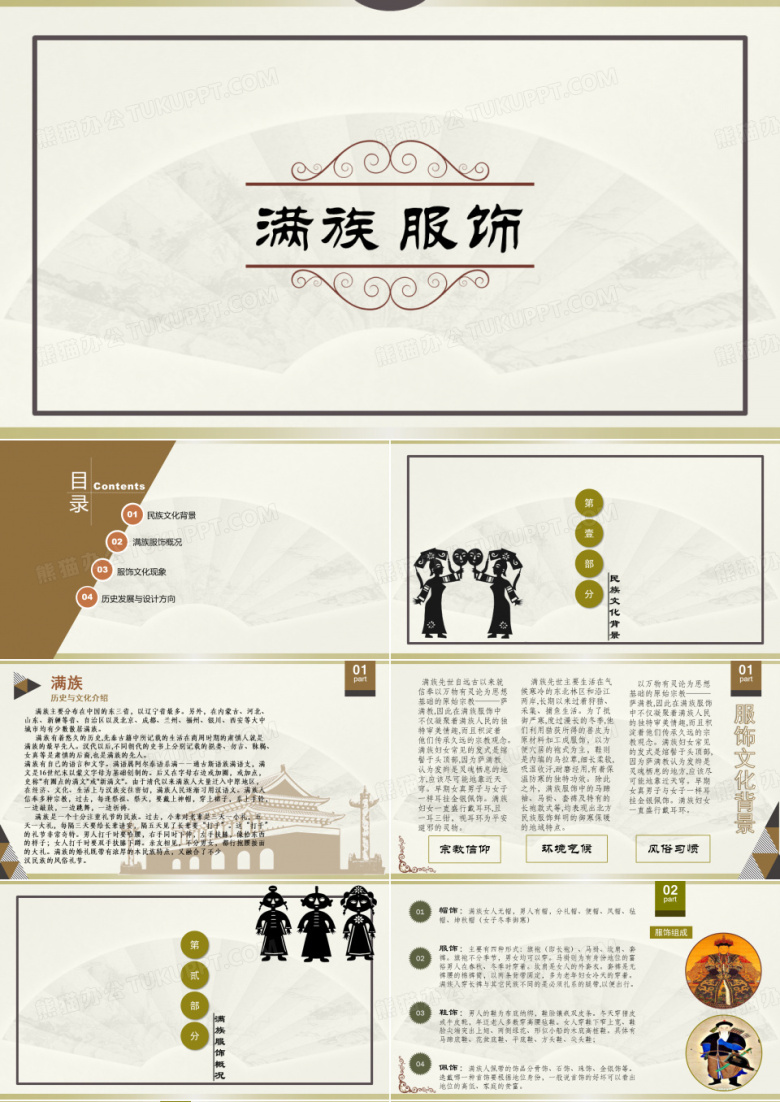 满族风俗习惯传统文化习俗介绍PPT--服饰