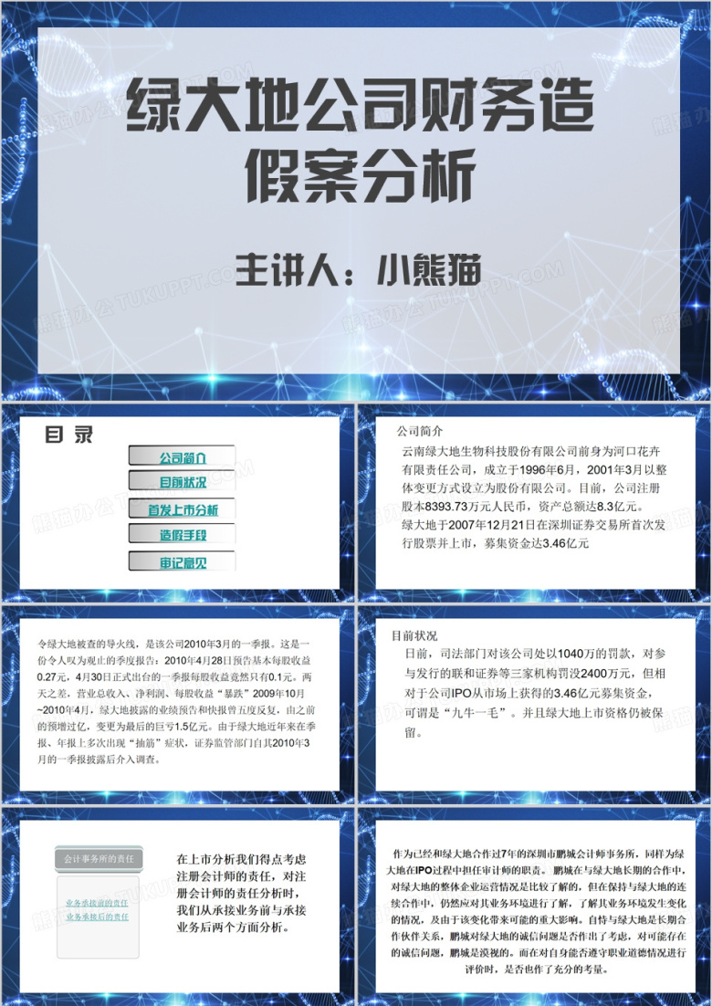 绿大地财务造假分析PPT模板