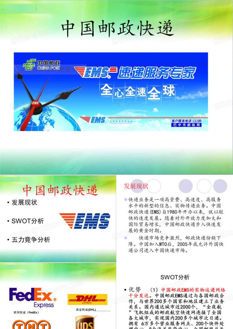 中国邮政快递五力分析SWOT分析