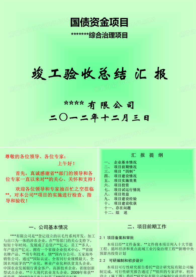 国债项目竣工验收汇报