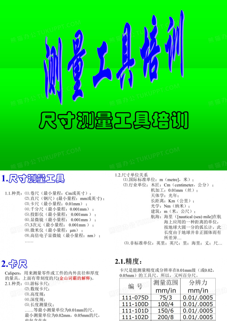 测量工具培训 PPT课件