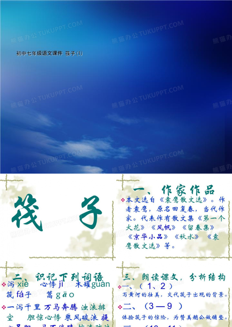 初中七年级语文课件 筏子(1)