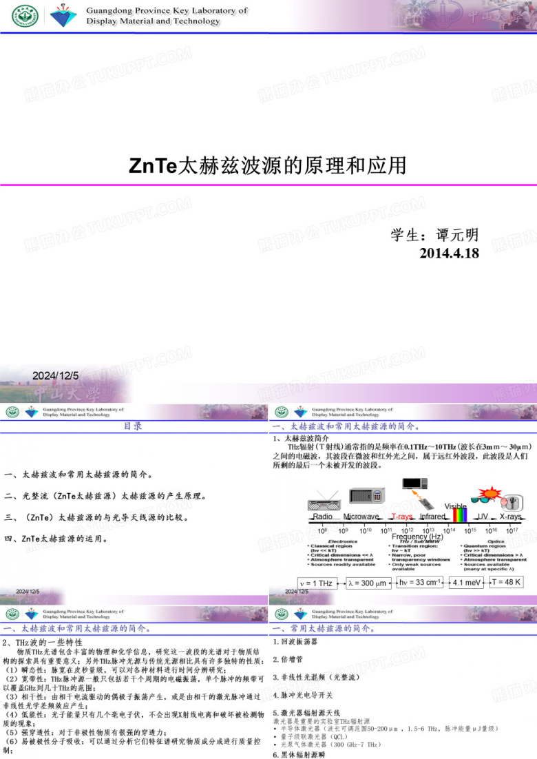 太赫兹材料与器件ZnTe太赫兹源ppt课件