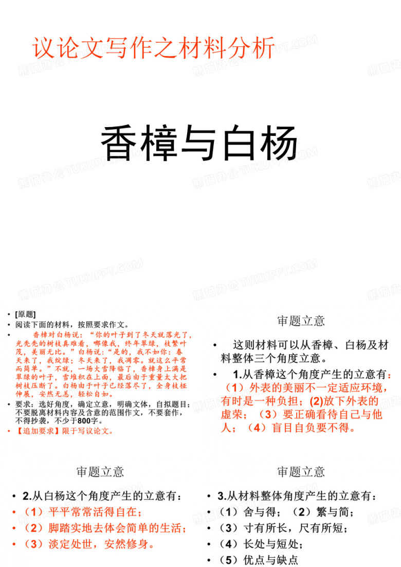 议论文写作之材料分析-香樟与白杨