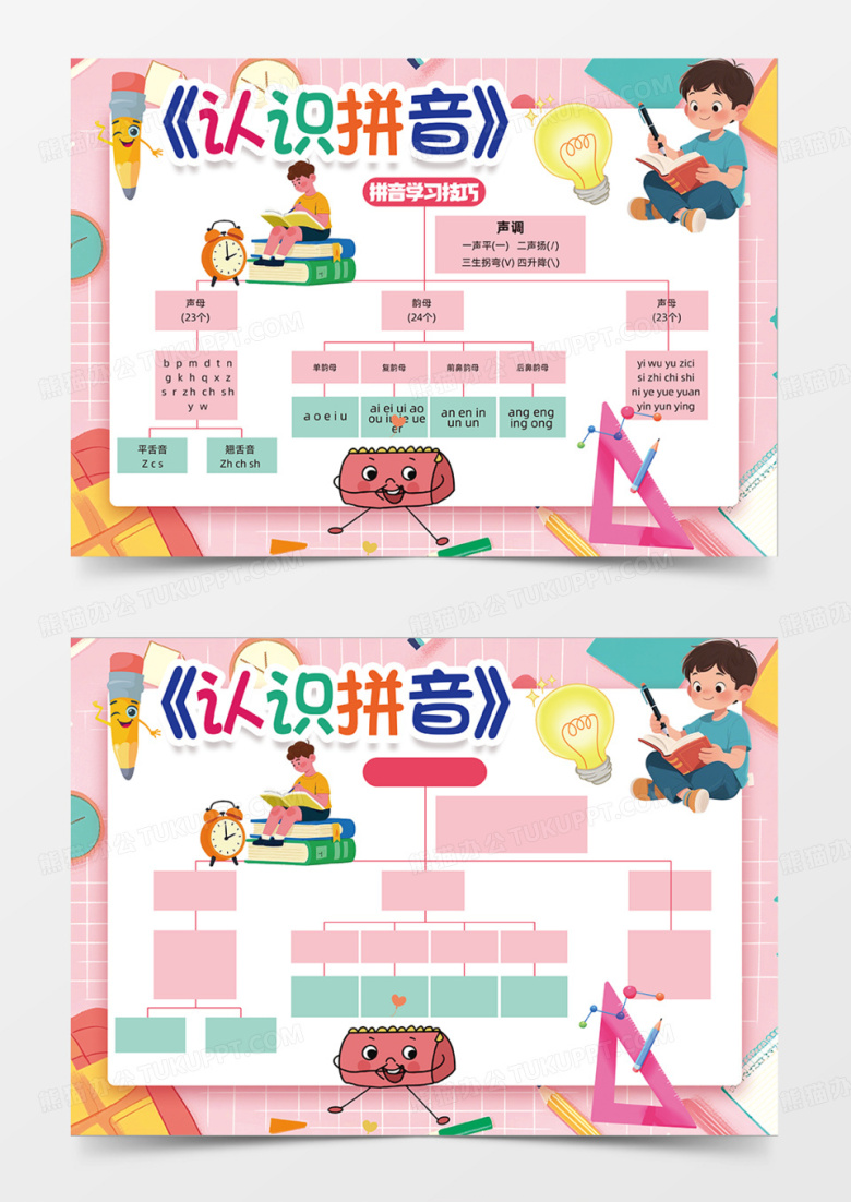 认识拼音学习技巧多彩知识手抄报思维导图