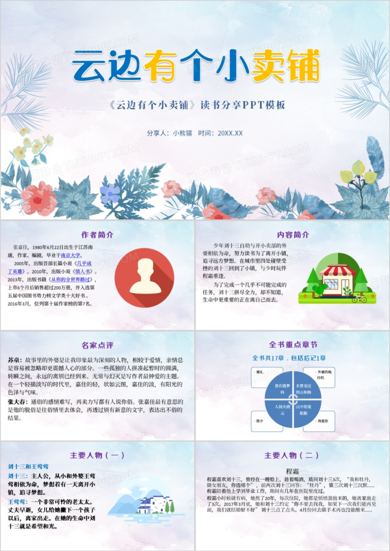 蓝色清新风云边有个小卖铺PPT模板