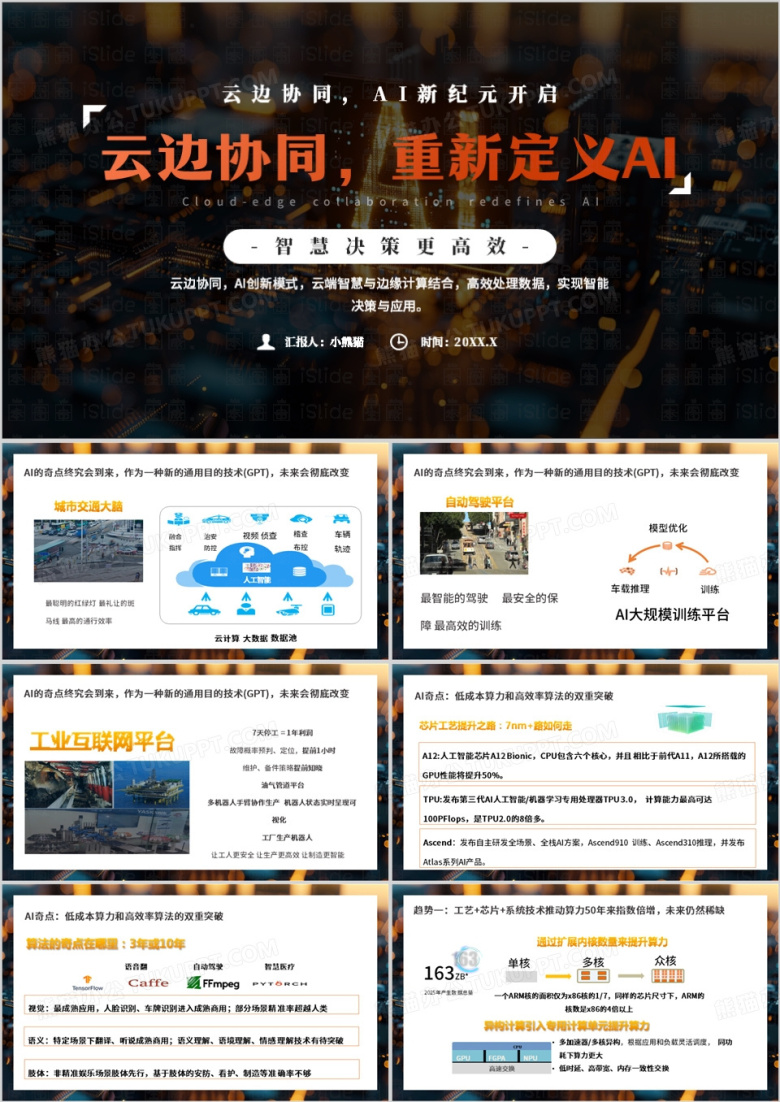 红色商务风云边协同PPT模板