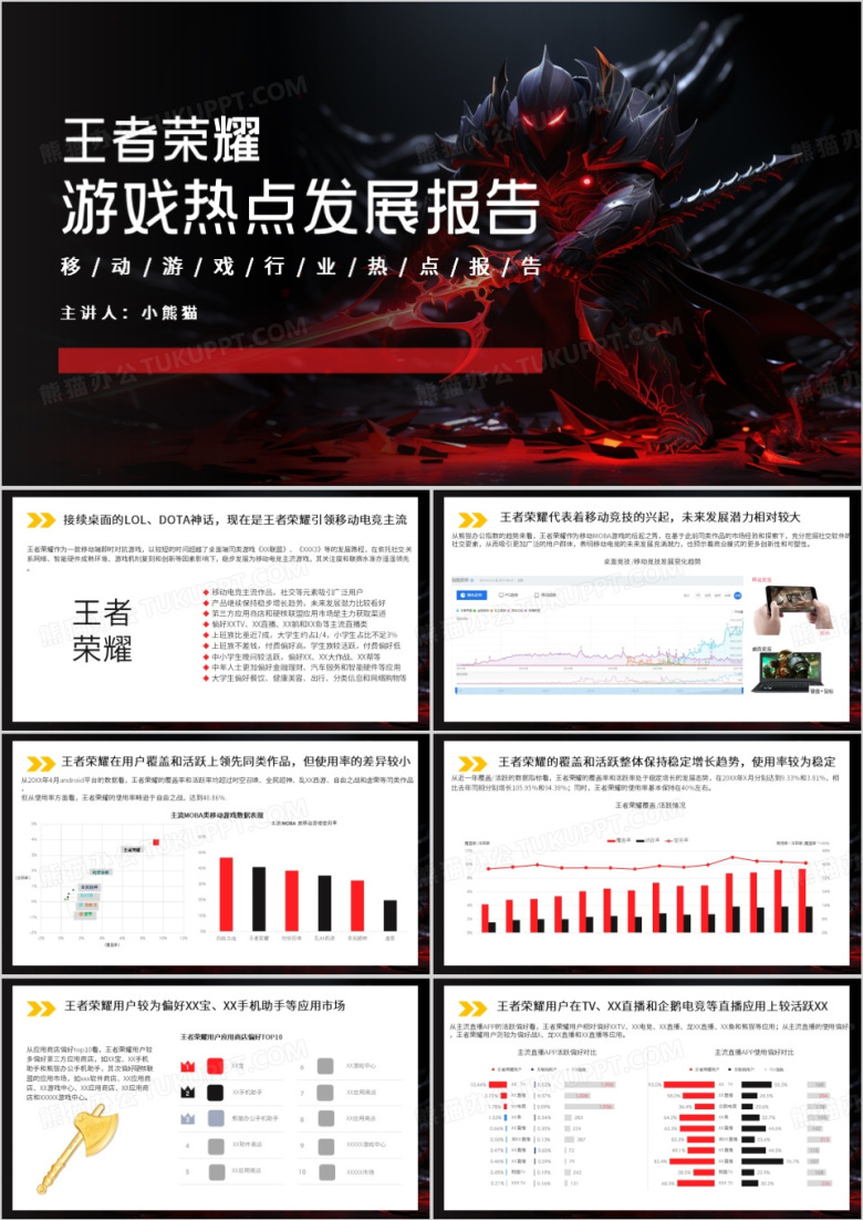 王者荣耀游戏热点发展报告PPT模板