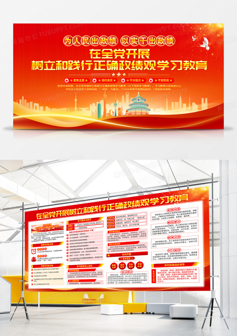 树立和践行正确政绩观学习教育党建展板