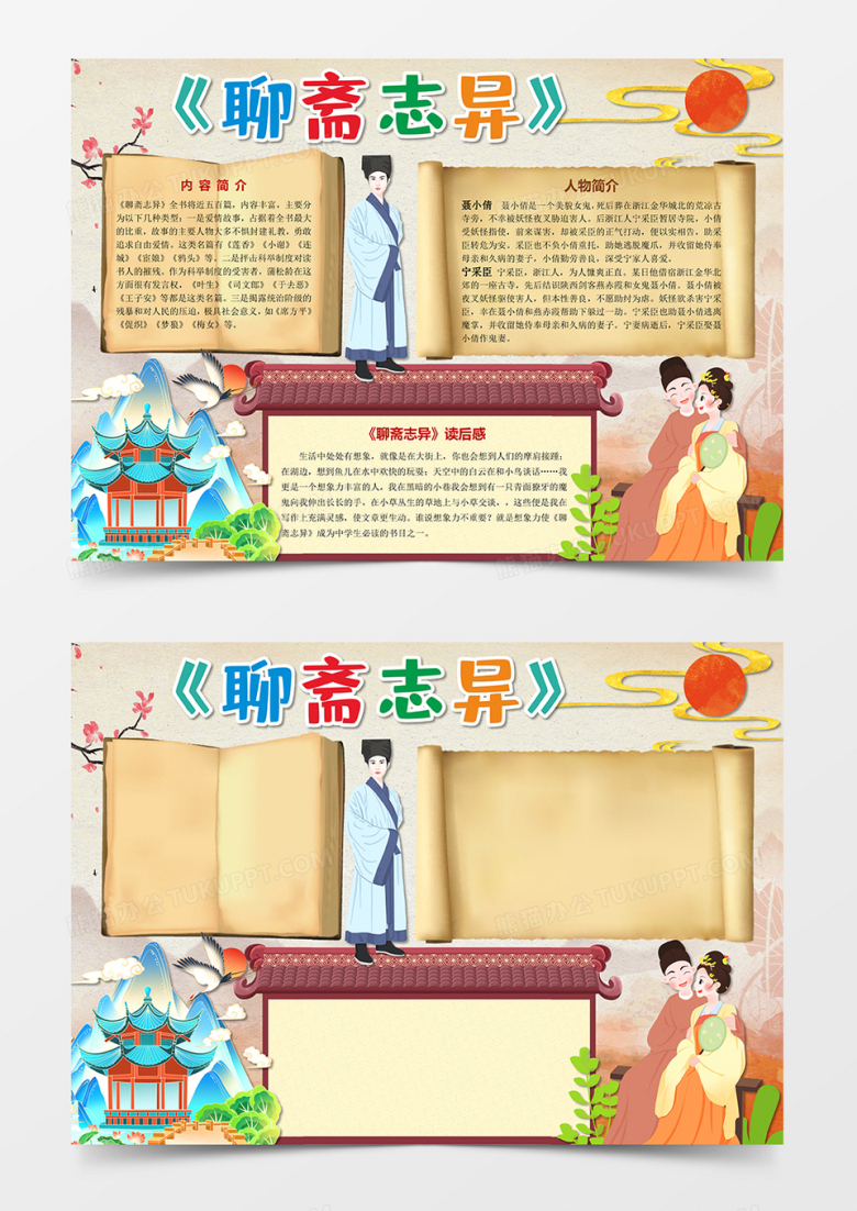 聊斋志异读后感小报word模板