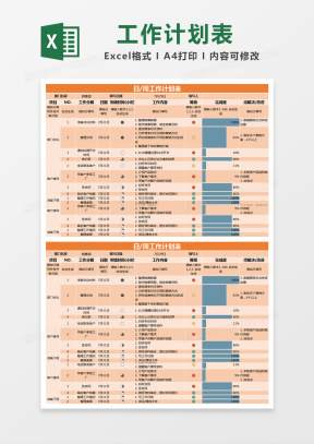 日周月年计划表Excel表格模板下载_熊猫办公