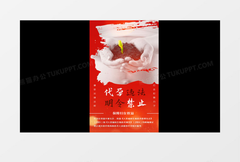 大气严肃禁止代孕竖屏片头展示pr模板