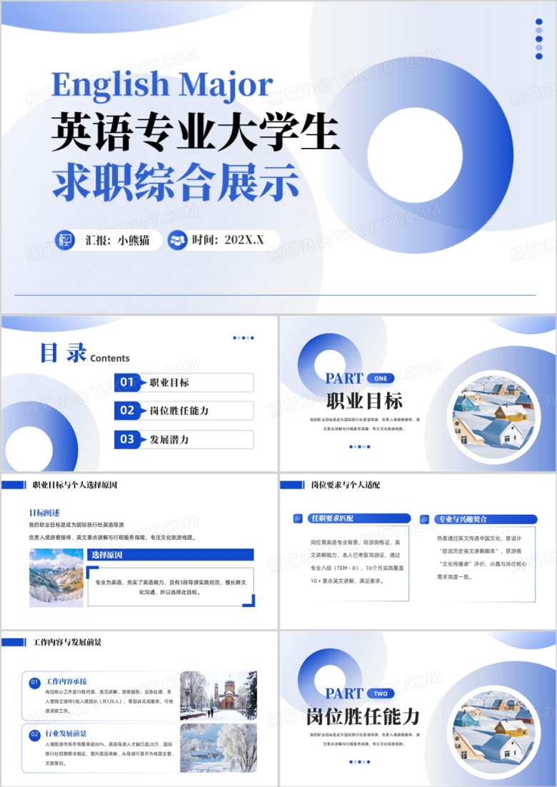 英语专业大学生求职综合展示PPT模版