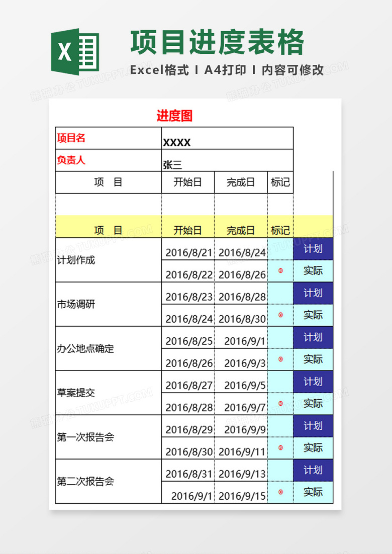 全自动甘特图excel模板