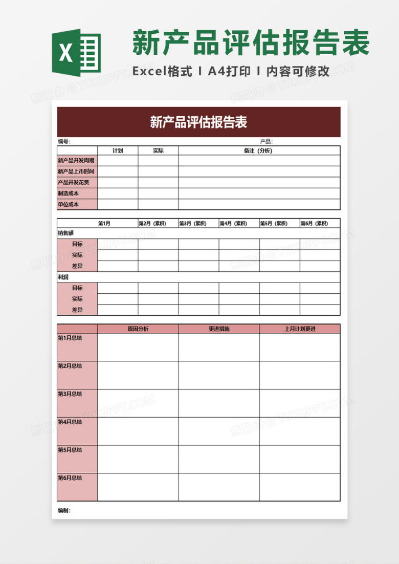 新产品评估报告表excel模板