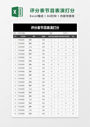 打分表Excel表格模板_打分表Excel表格模板下载_熊猫办公