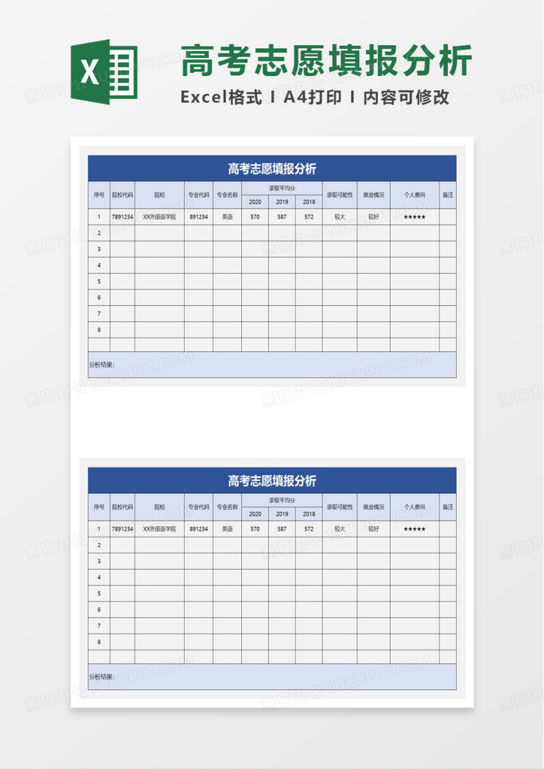 高考志愿填报分析excel模板