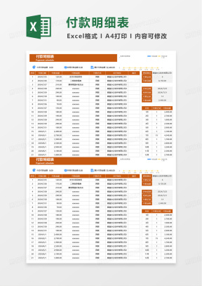 付款表Excel表格模板_付款表Excel表格模板下载_熊猫办公