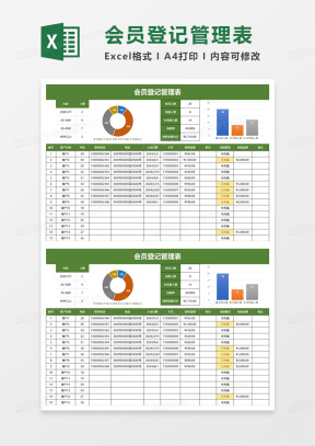 会员记录Excel表格模板下载_熊猫办公
