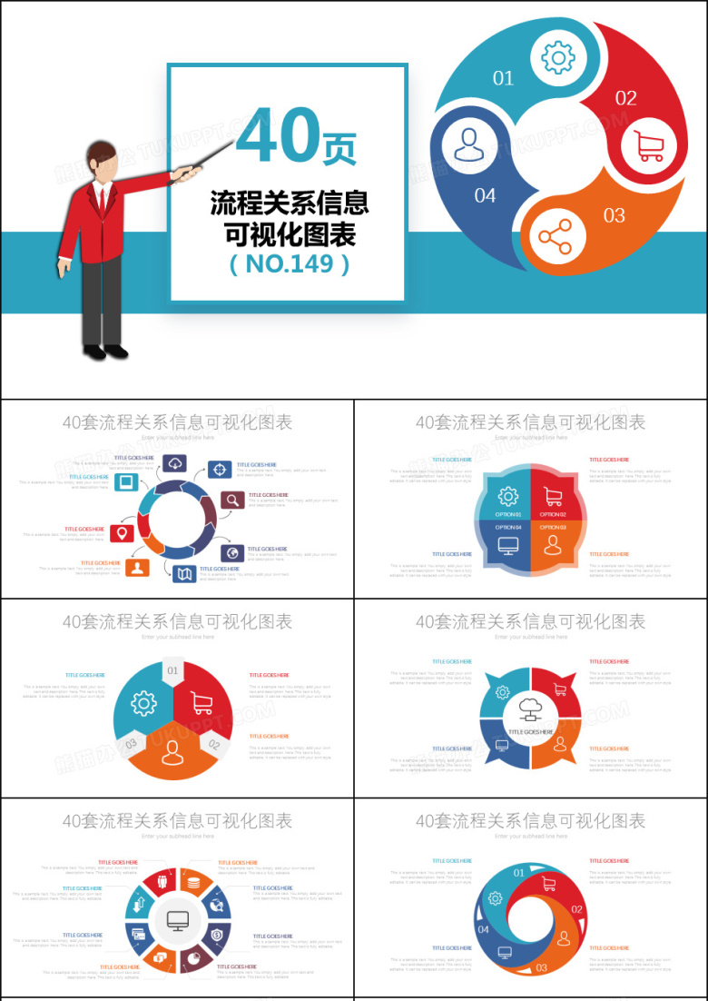 40套圆形流程关系信息PPT图表