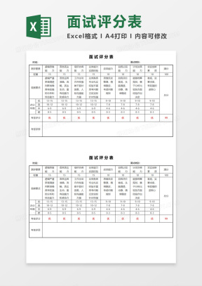 评分表Excel表格模板_评分表Excel表格模板下载_熊猫办公