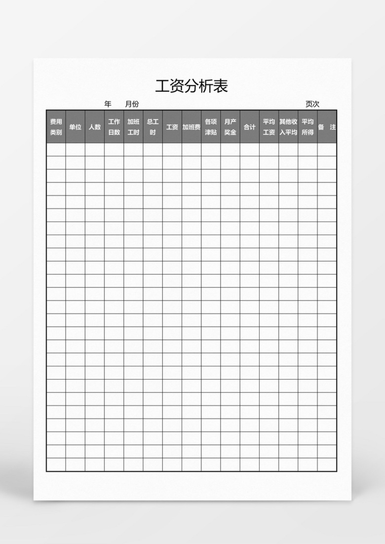 工资分析表Word模板