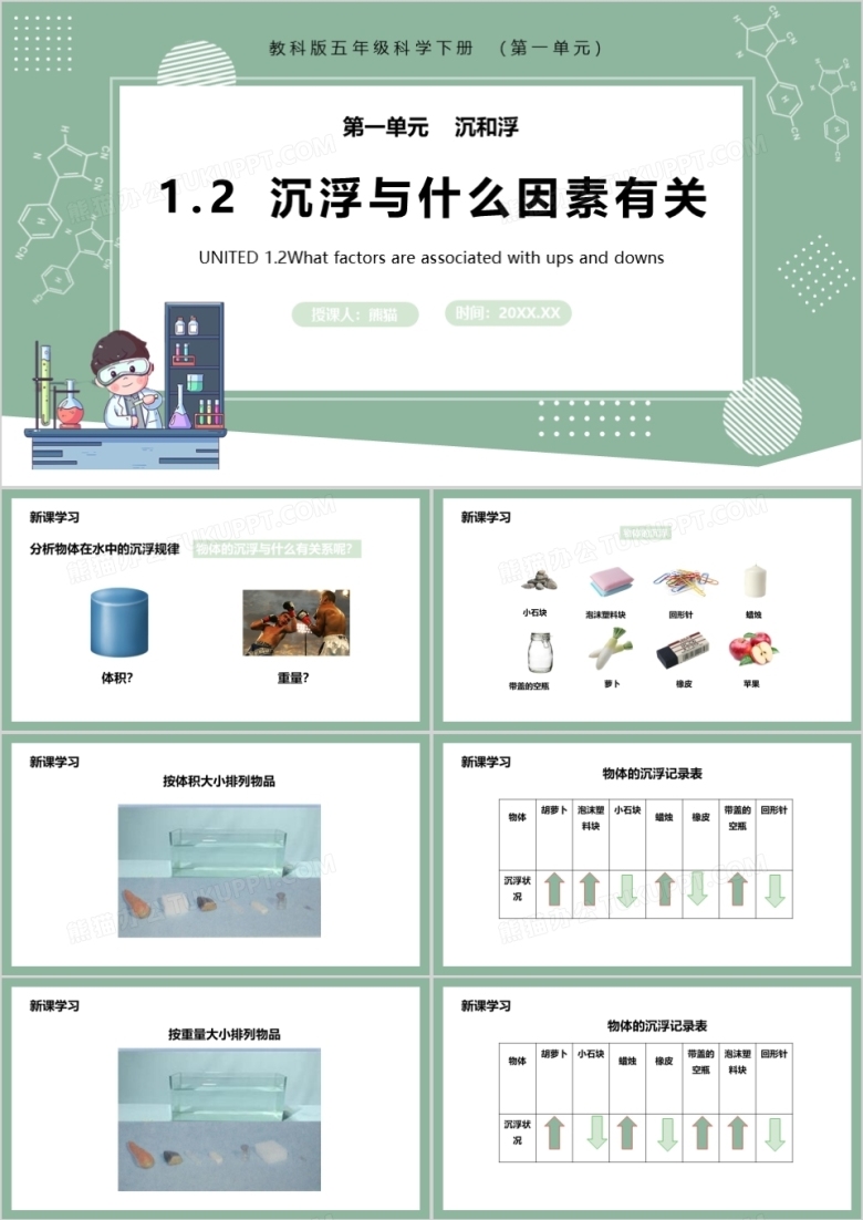 教科版五年级科学下册沉浮与什么因素有关课件PPT模板
