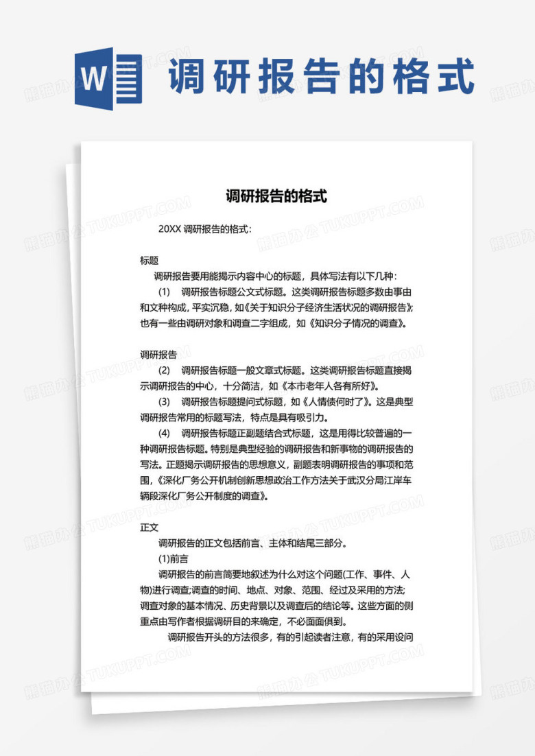 调研报告的格式及范文word模板