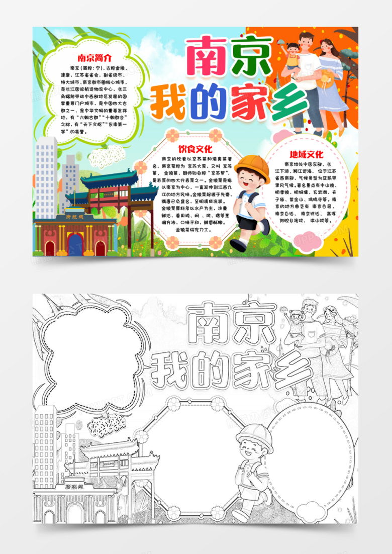 我的家乡南京介绍手抄报小报word模版