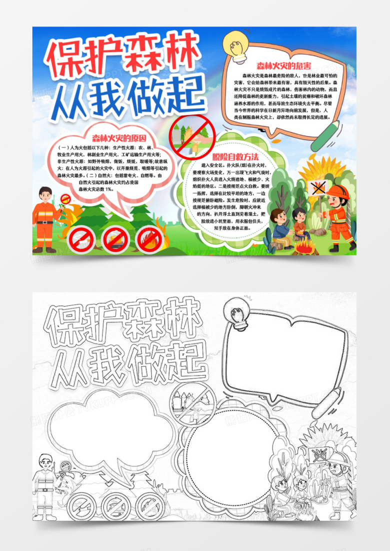 森林火灾安全知识小报手抄报word模版