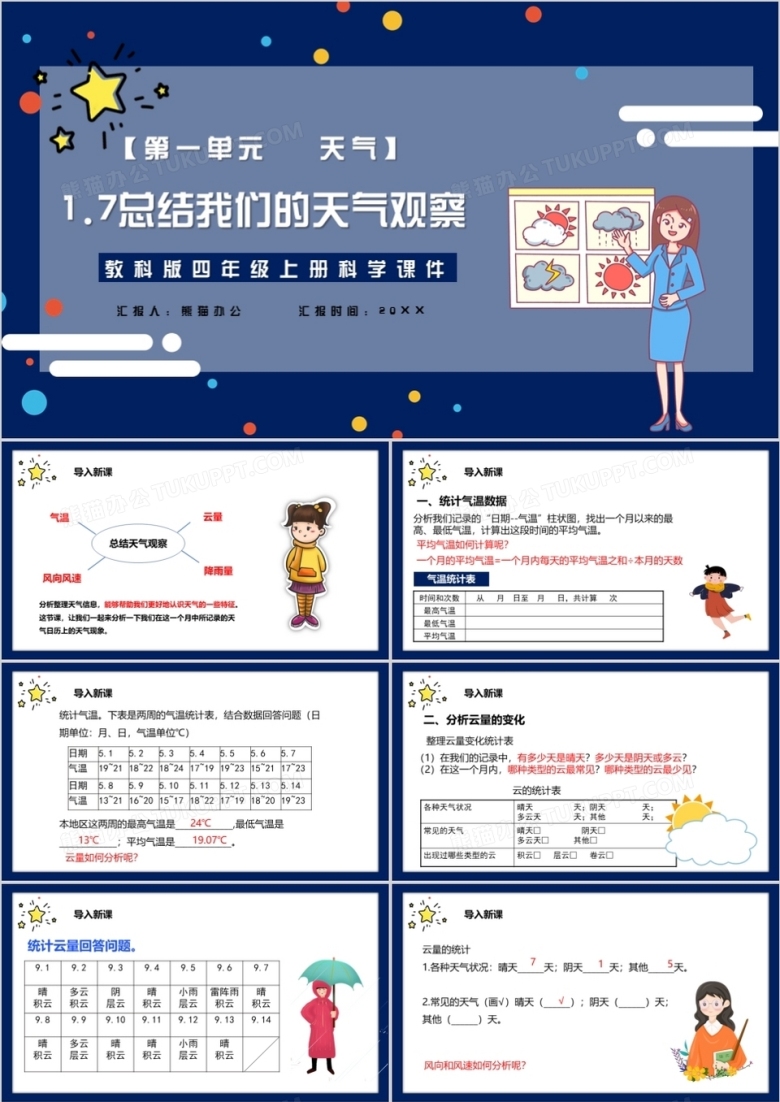 教科版四年级科学上册总结我们的天气观察课件PPT模板