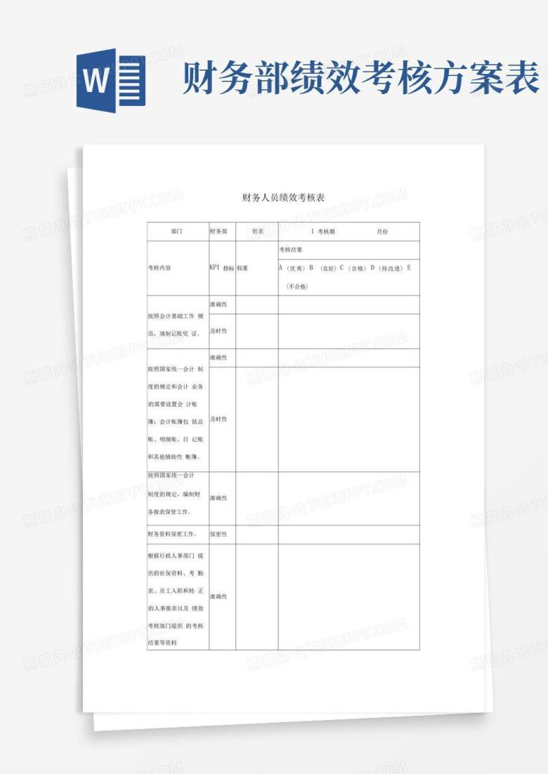 财务人员绩效考核表