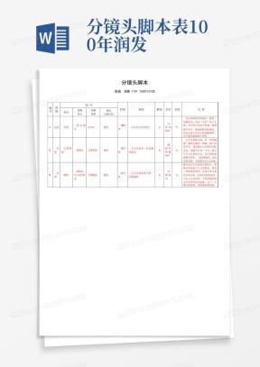 分镜表Word模板_分镜表Word模板下载_熊猫办公