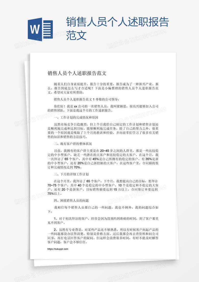 销售人员个人述职报告范文