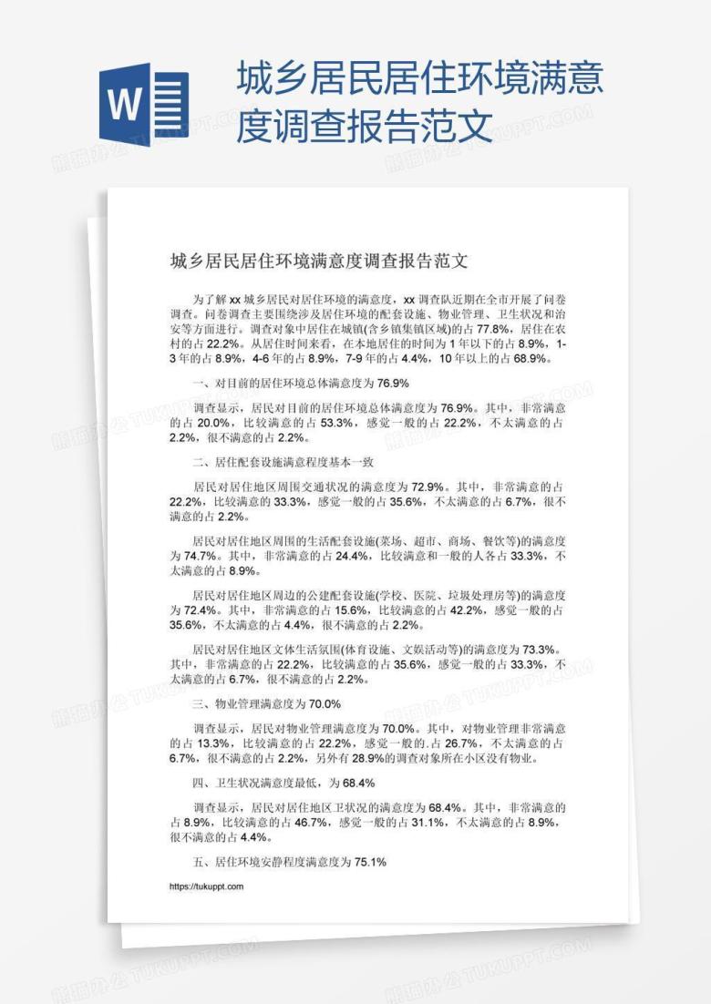 城乡居民居住环境满意度调查报告范文