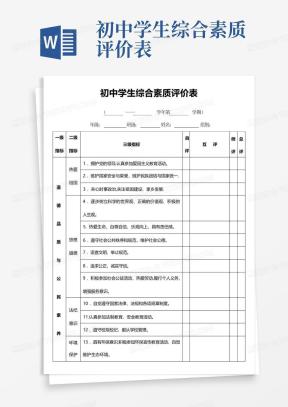 综合素质评价表Word模板下载_熊猫办公