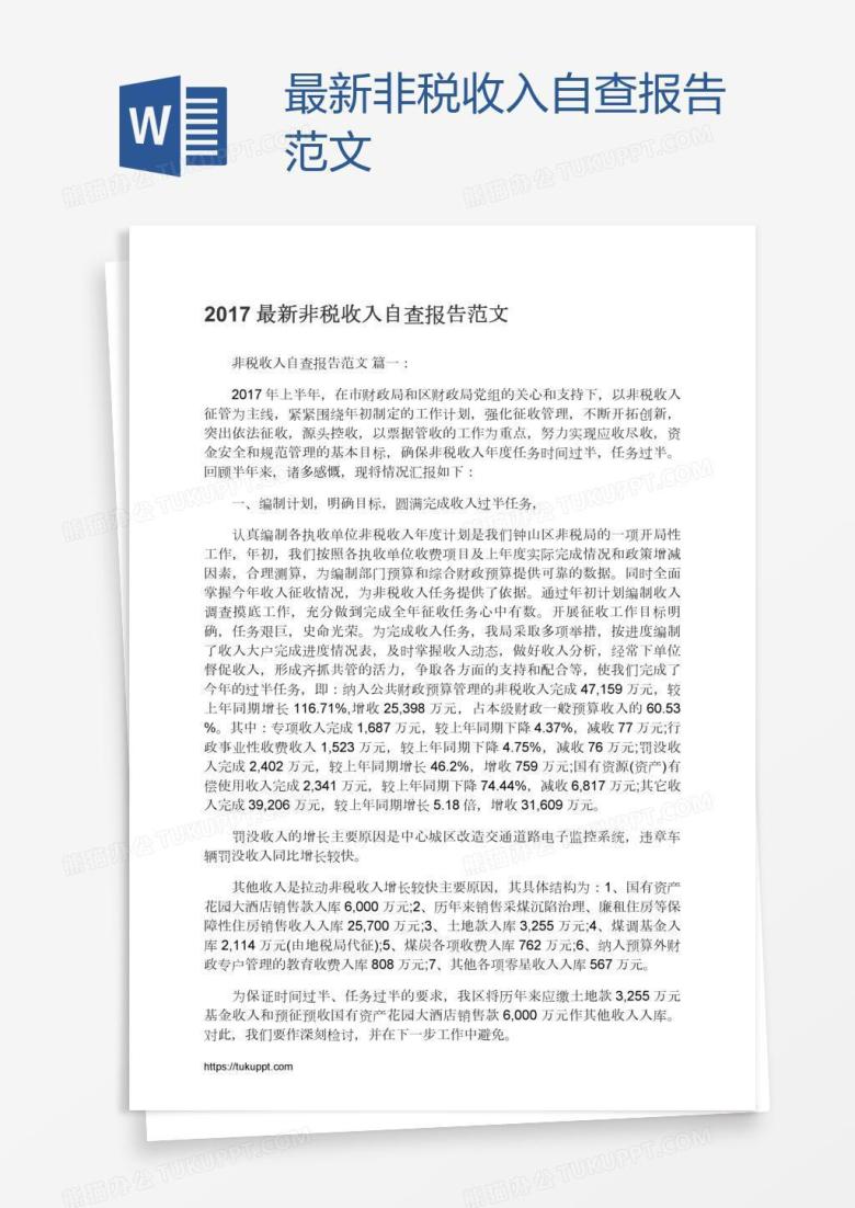 最新非税收入自查报告范文