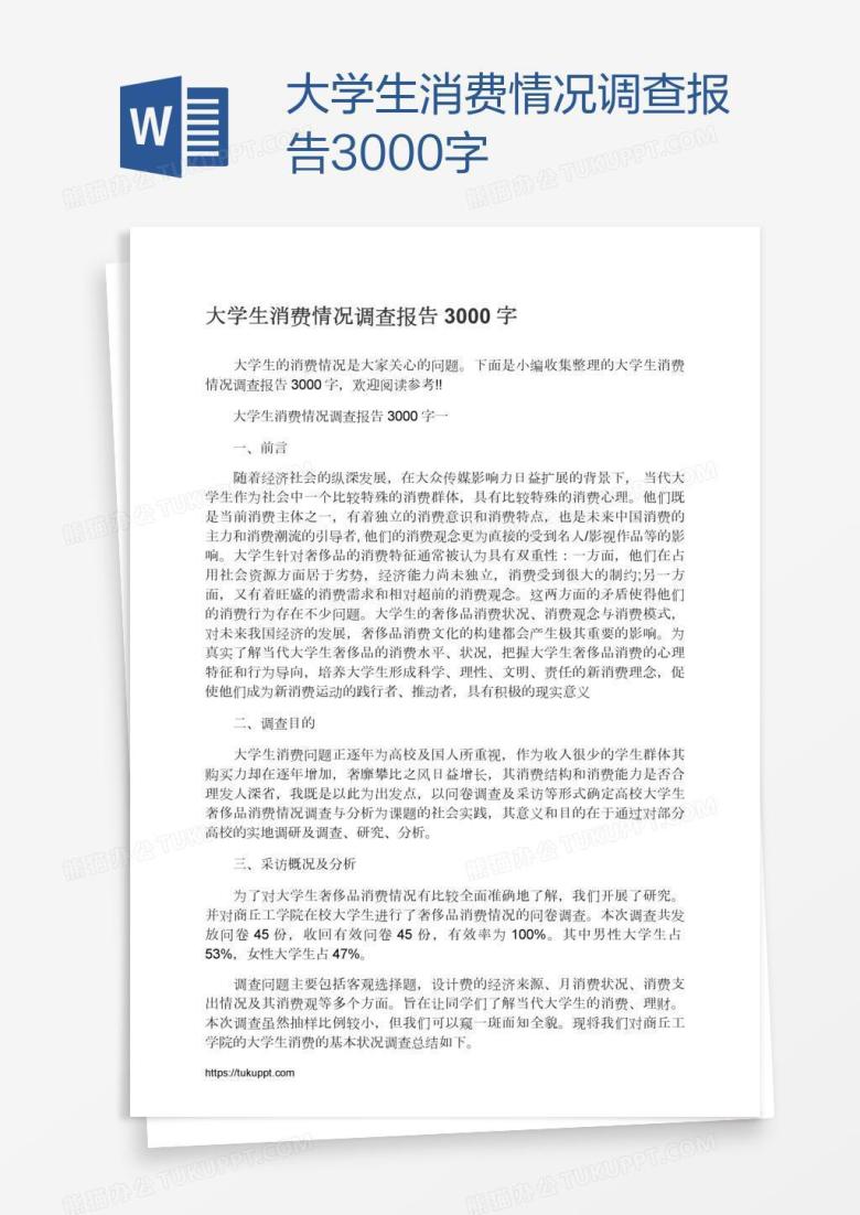 大学生消费情况调查报告3000字