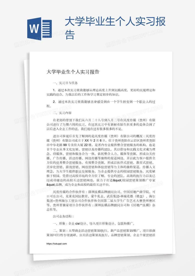 大学毕业生个人实习报告
