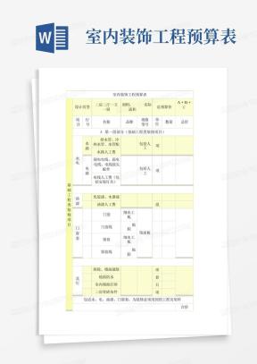 室内装饰装修工程预算基础报价表Word模板下载_编号qpbvmwwk_熊猫办公