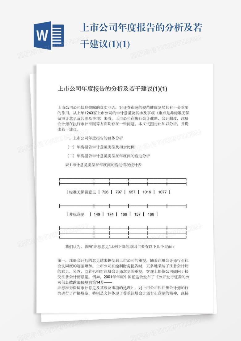 上市公司年度报告的分析及若干建议(1)(1)