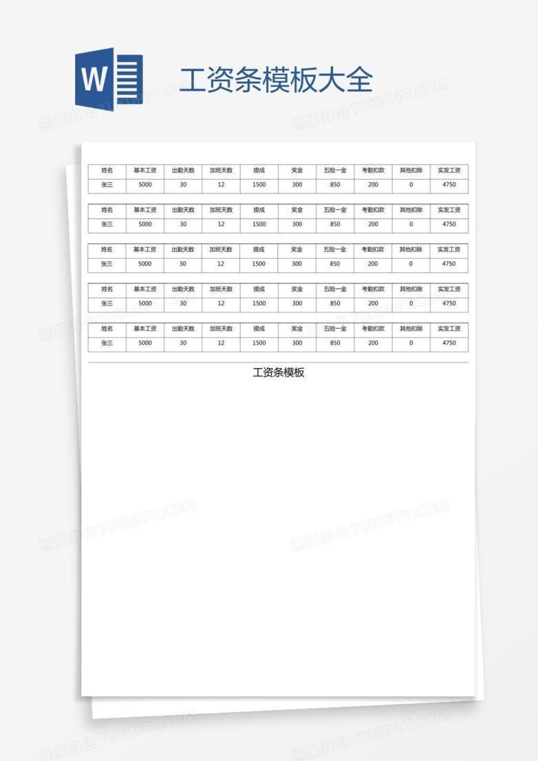 工资条模板大全
