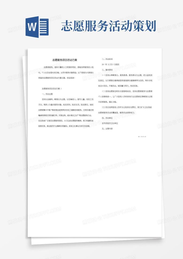 大气版志愿服务项目活动方案