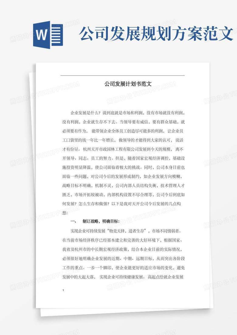 简易版公司发展计划书范文
