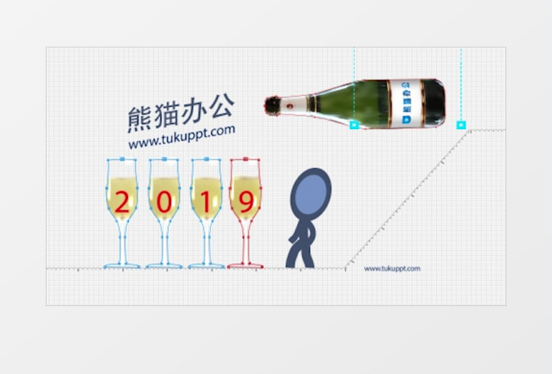 创意设计师钢笔工具绘图火柴人新年祝福视频模板