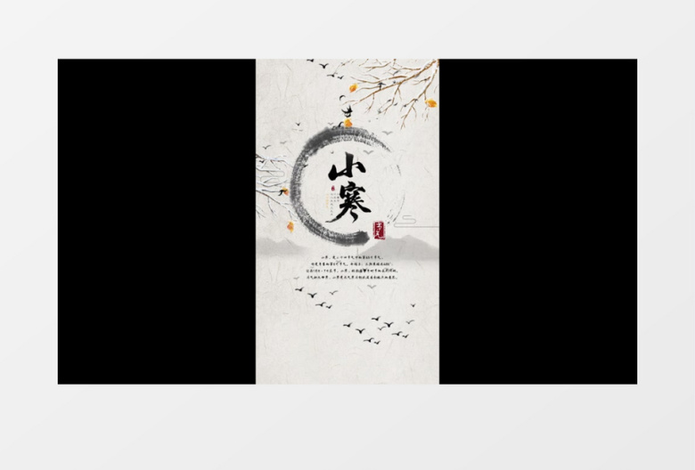 朋友圈竖版简约二十四节气水墨小寒片头AE模版