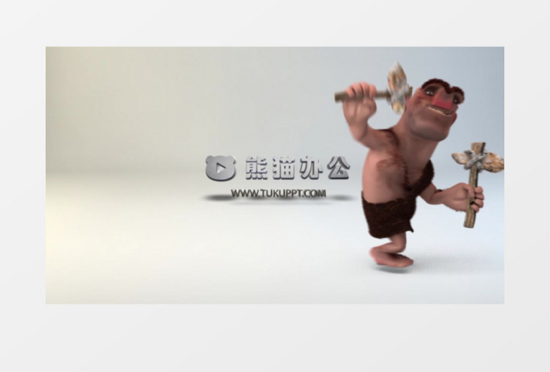 卡通穴居人凿石标志logo展示视频AE模板