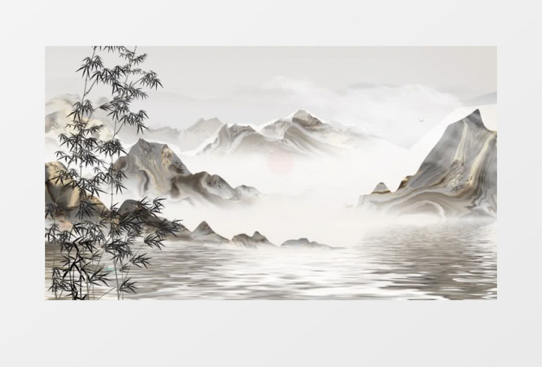 水墨中国风山水画背景AE模板